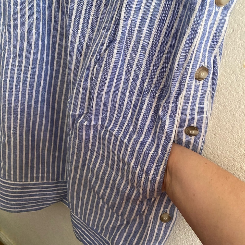 For Cynthia Linen Blend Striped Knee Length Shift Dress M - Picture 7 of 11